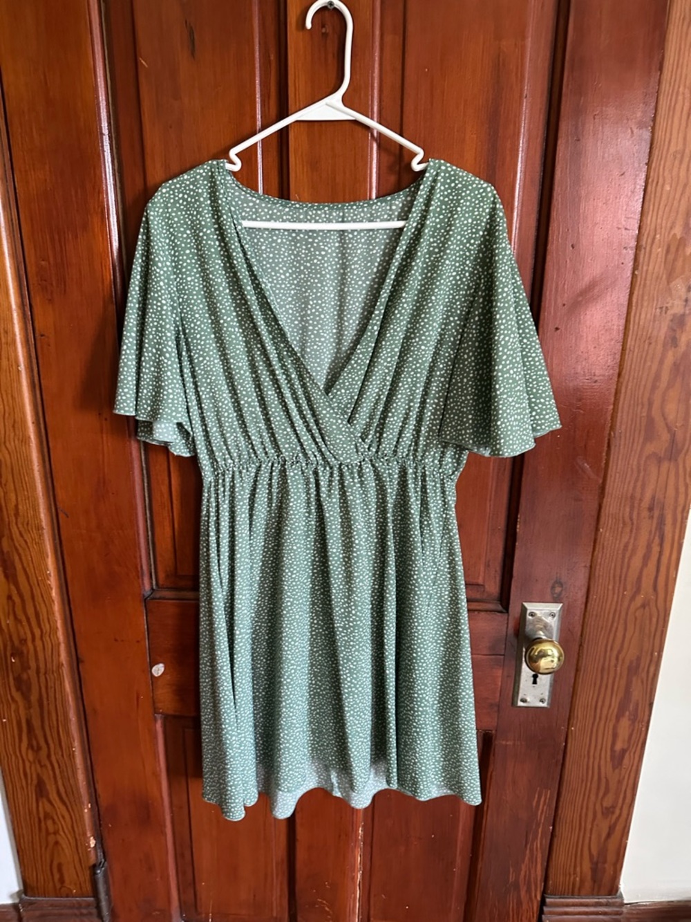 Xhilaration Green Dot Wrap-Style Mini Dress